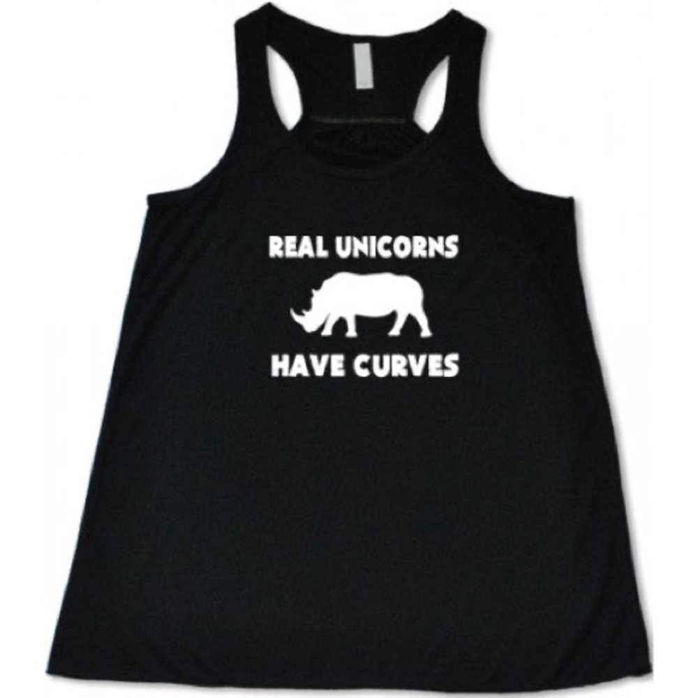 CVG Black Tank Real Unicorns Have Curves sz L